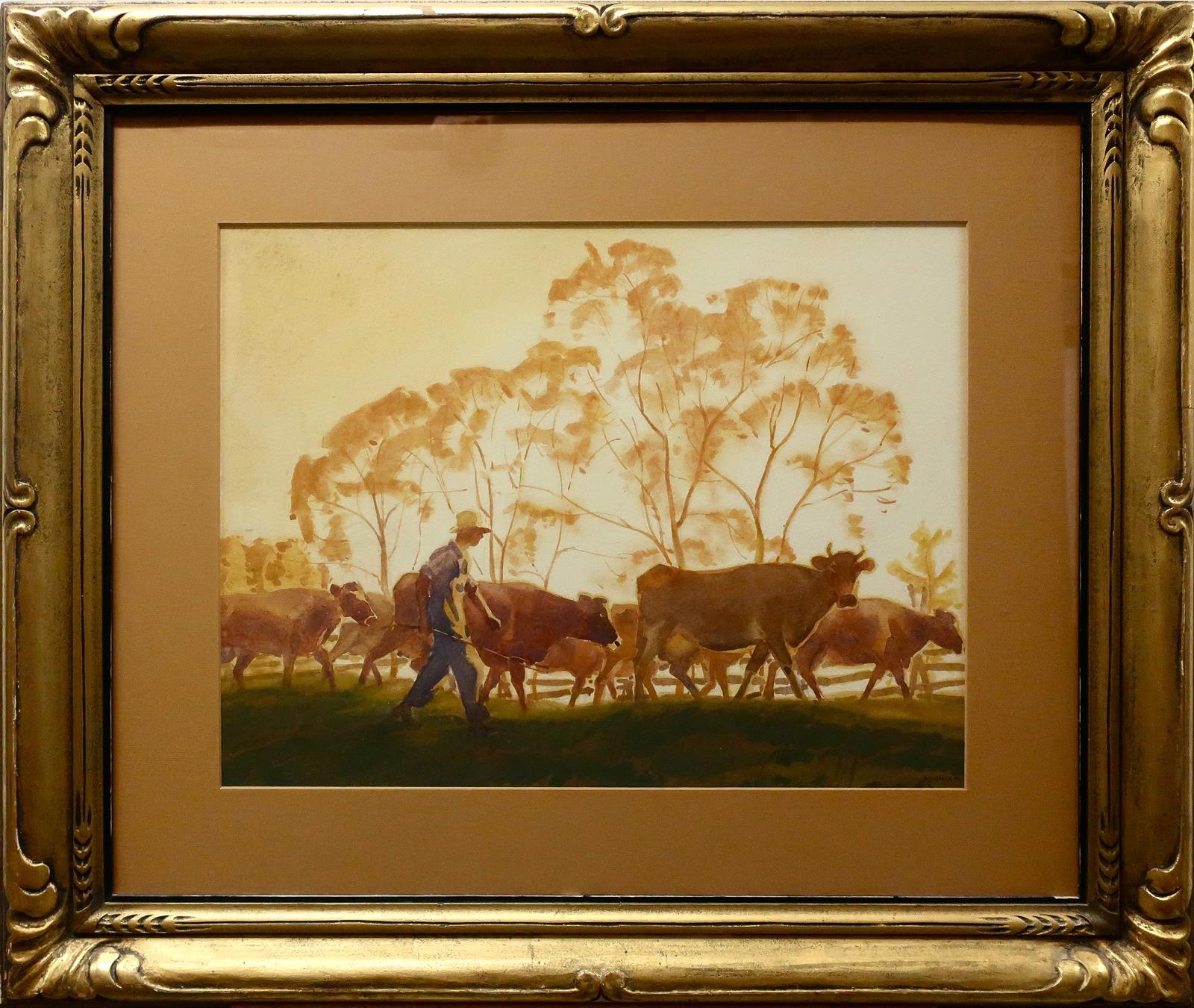 Joseph Sydney Hallam (1899-1953) - Cattle At Sundown