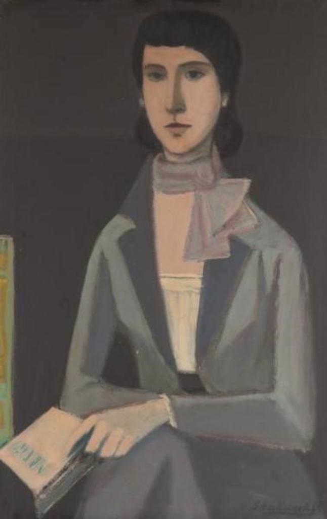 Georges Hector de Niverville (1928-1984) - Portrait of a Woman Holding a Book (c. late 1960s)