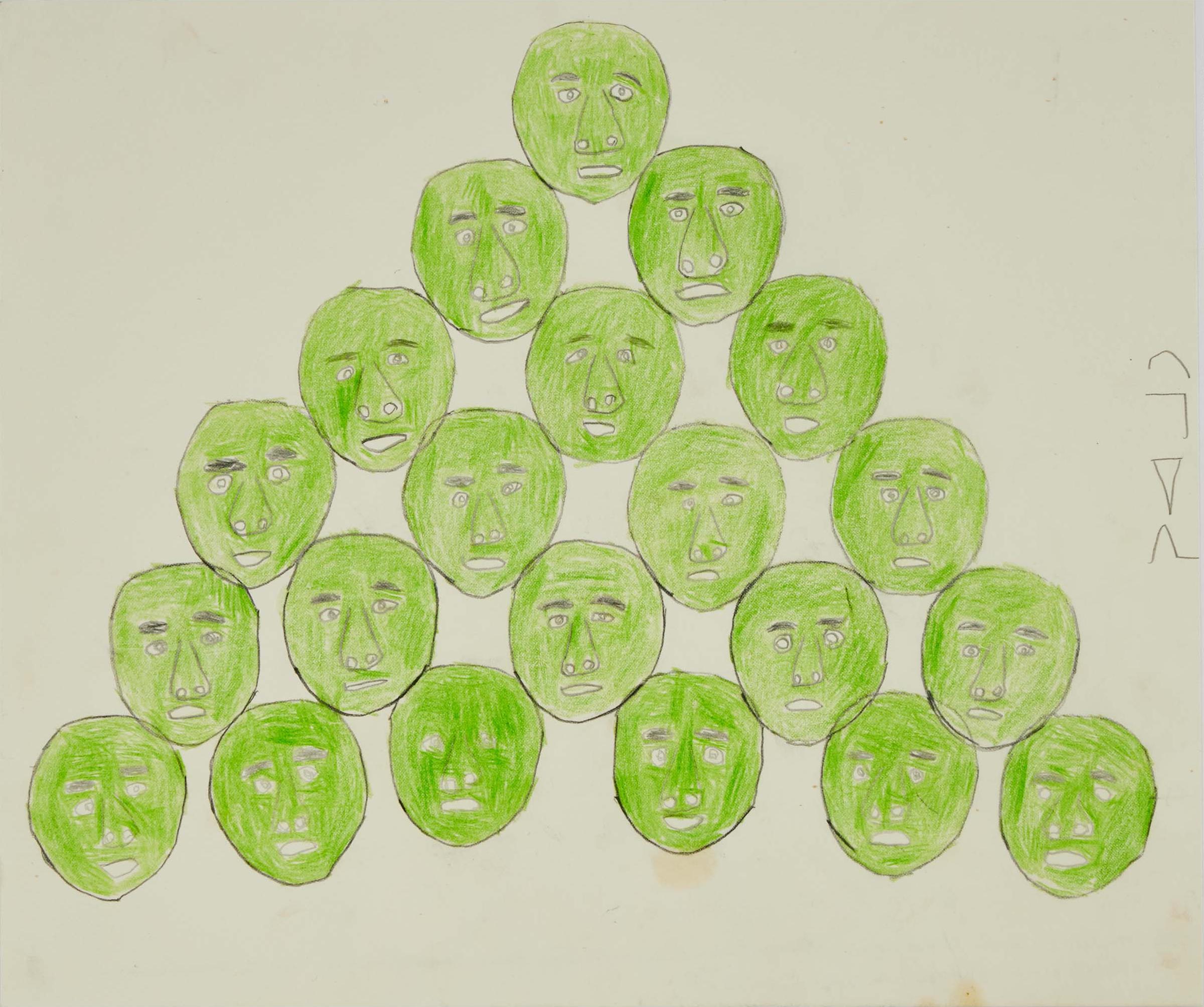 Thomas Ugjuk (1921) - Untitled (Twenty-One Faces), Ca. 2005