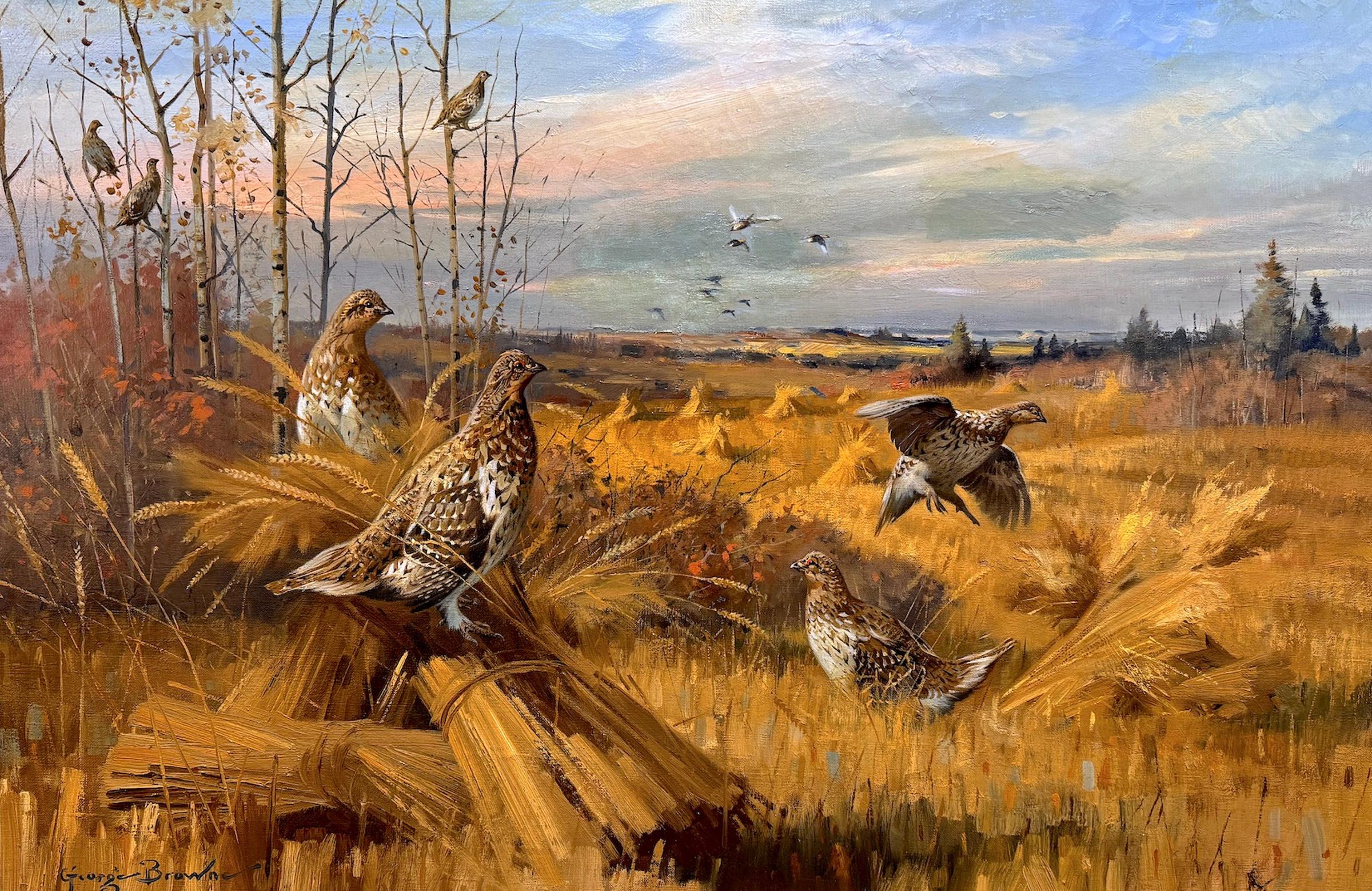 George Browne (1918-1958) - Sharptails on the Arthabaska, c. 1950