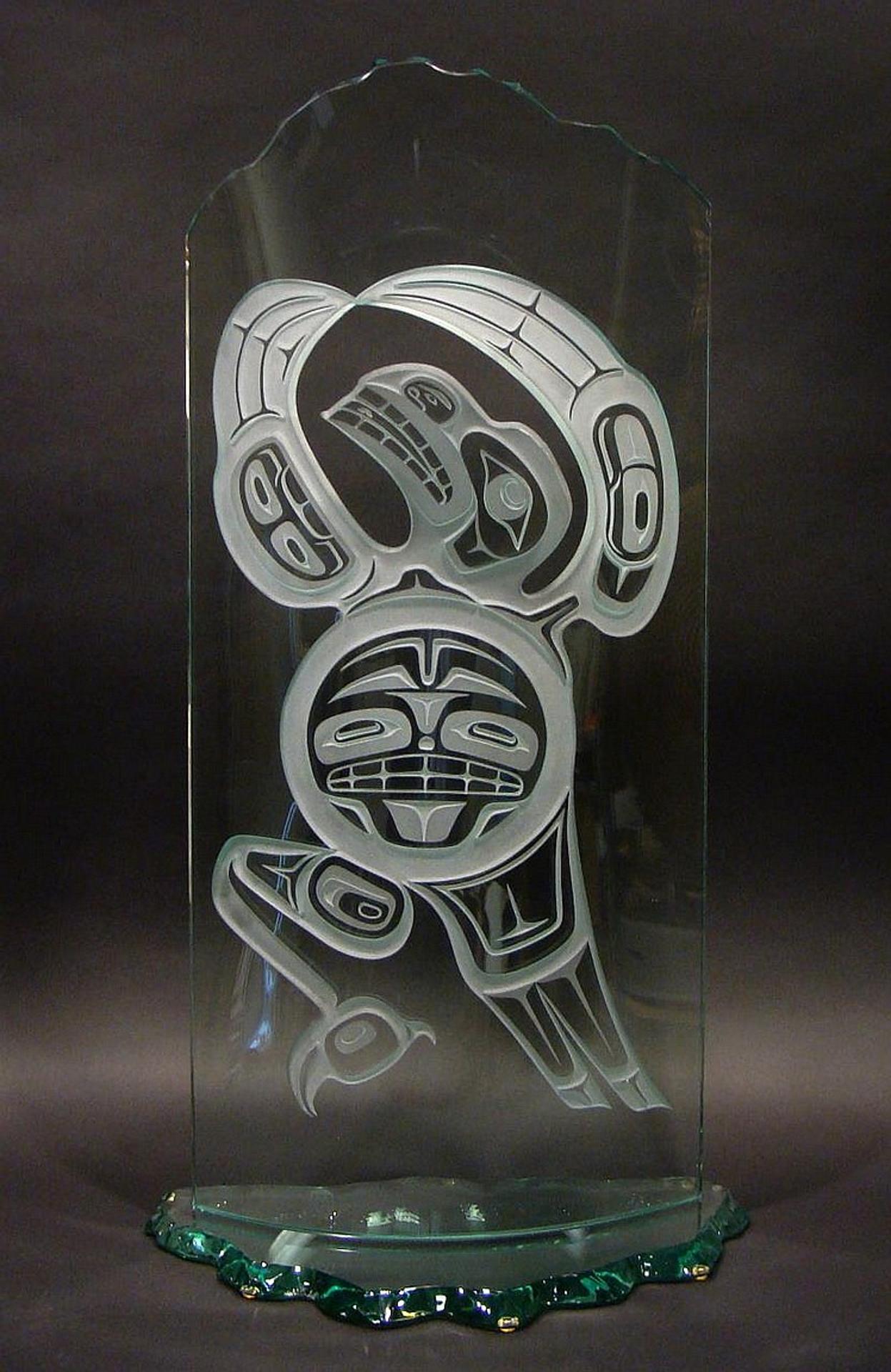 David Montpetit - an etched glass panel depicting Raven
