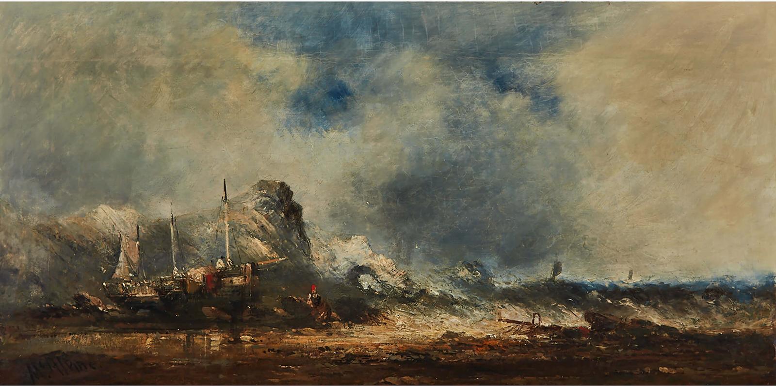 William McAlpine (1840-1880) - Vessels Beached On A Rocky Shore