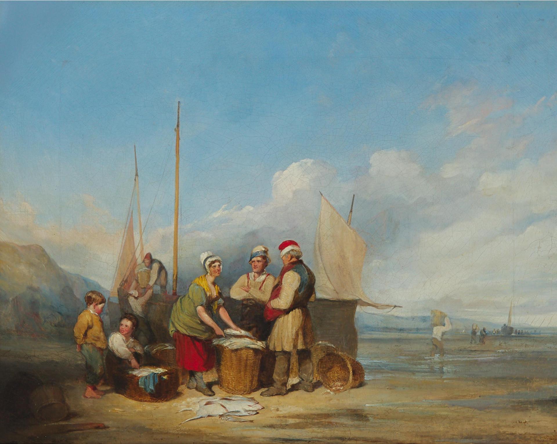 William Shayer the Elder (1787-1879) - Unloading The Catch