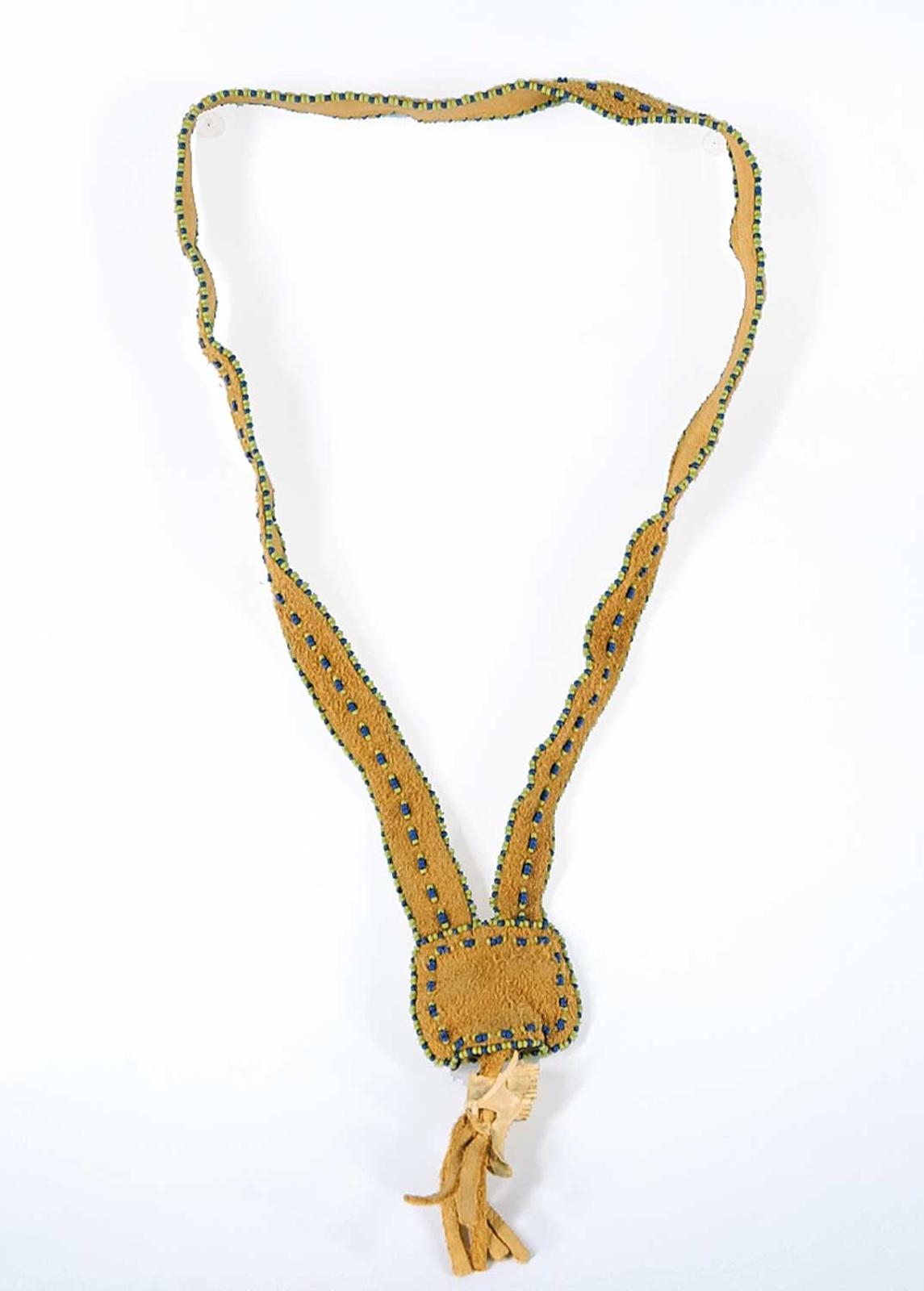 Robert Charles Aller (1922-2008) - Untitled - Beaded Muskrat Skull on Moose Hide Necklace