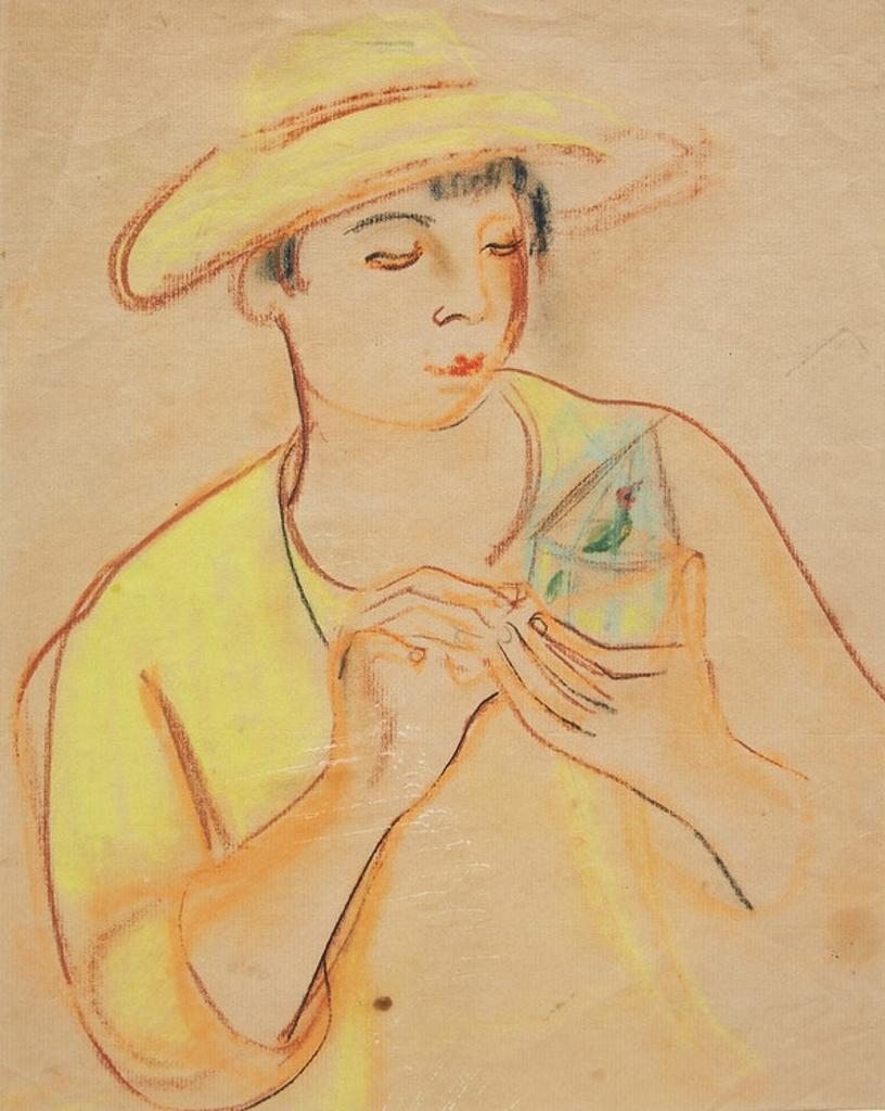 Lilian Frieman (1908-1986) - Woman holding Small Birdcage