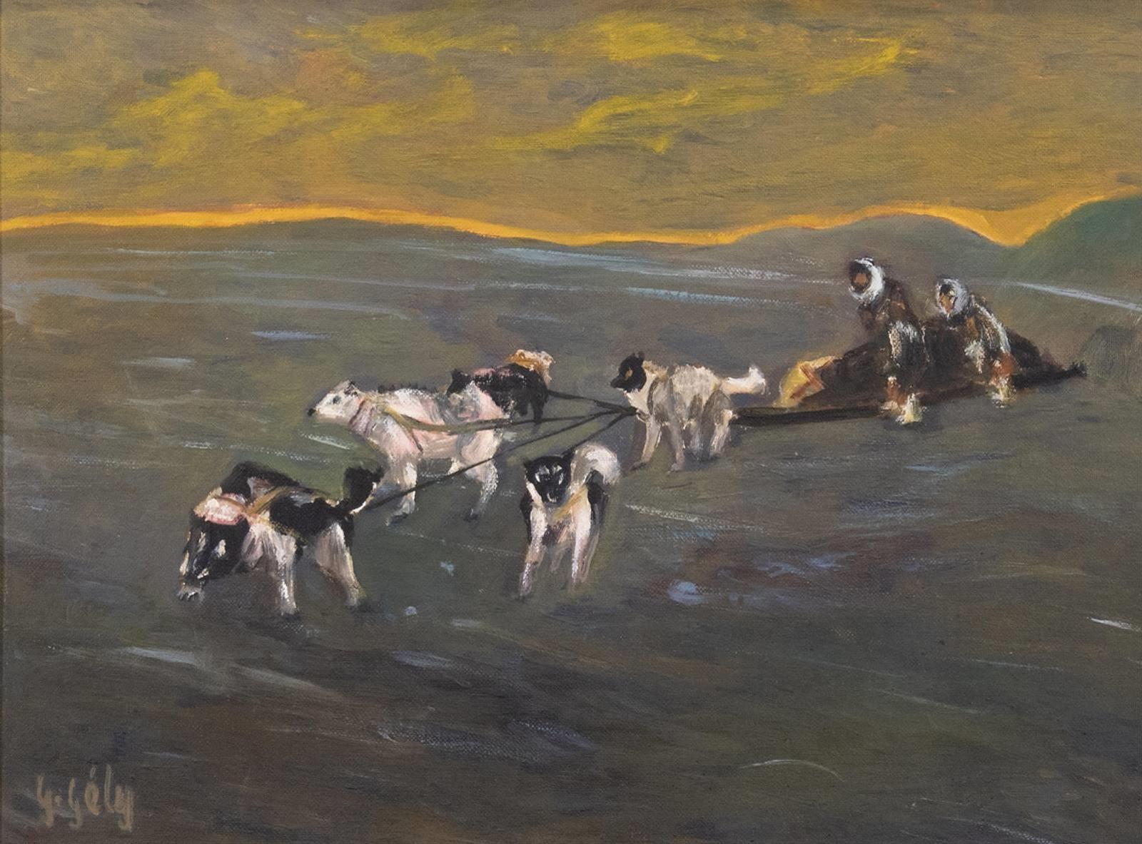 Gabriel Joseph Gely (1924) - Dog Team W/ Midnight Sun; 1973