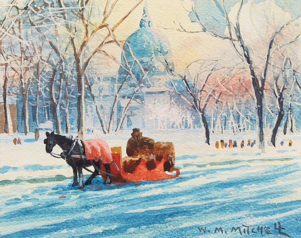 Willard Morse Mitchell (1879-1955) - The Little Red Sleigh, A Scene at Dominion Square, Montreal