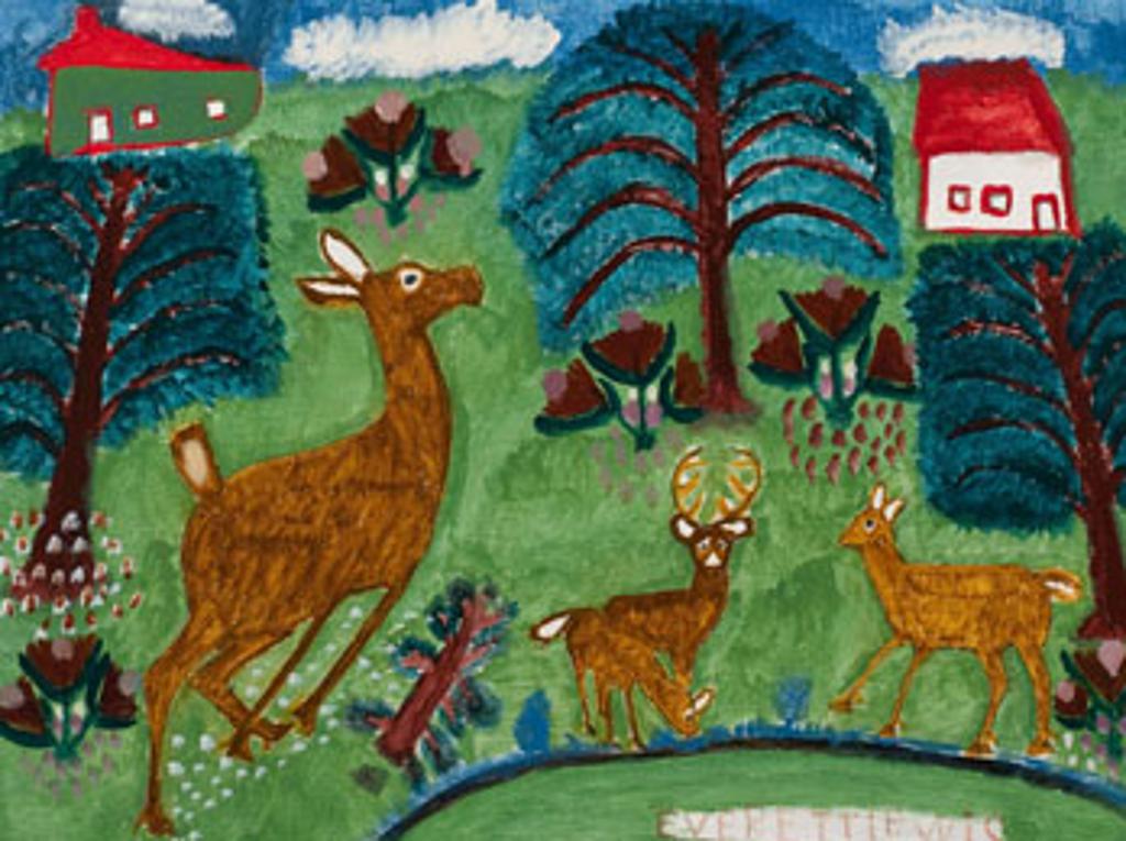 Everett Lewis (1893-1979) - Deer in a Landscape