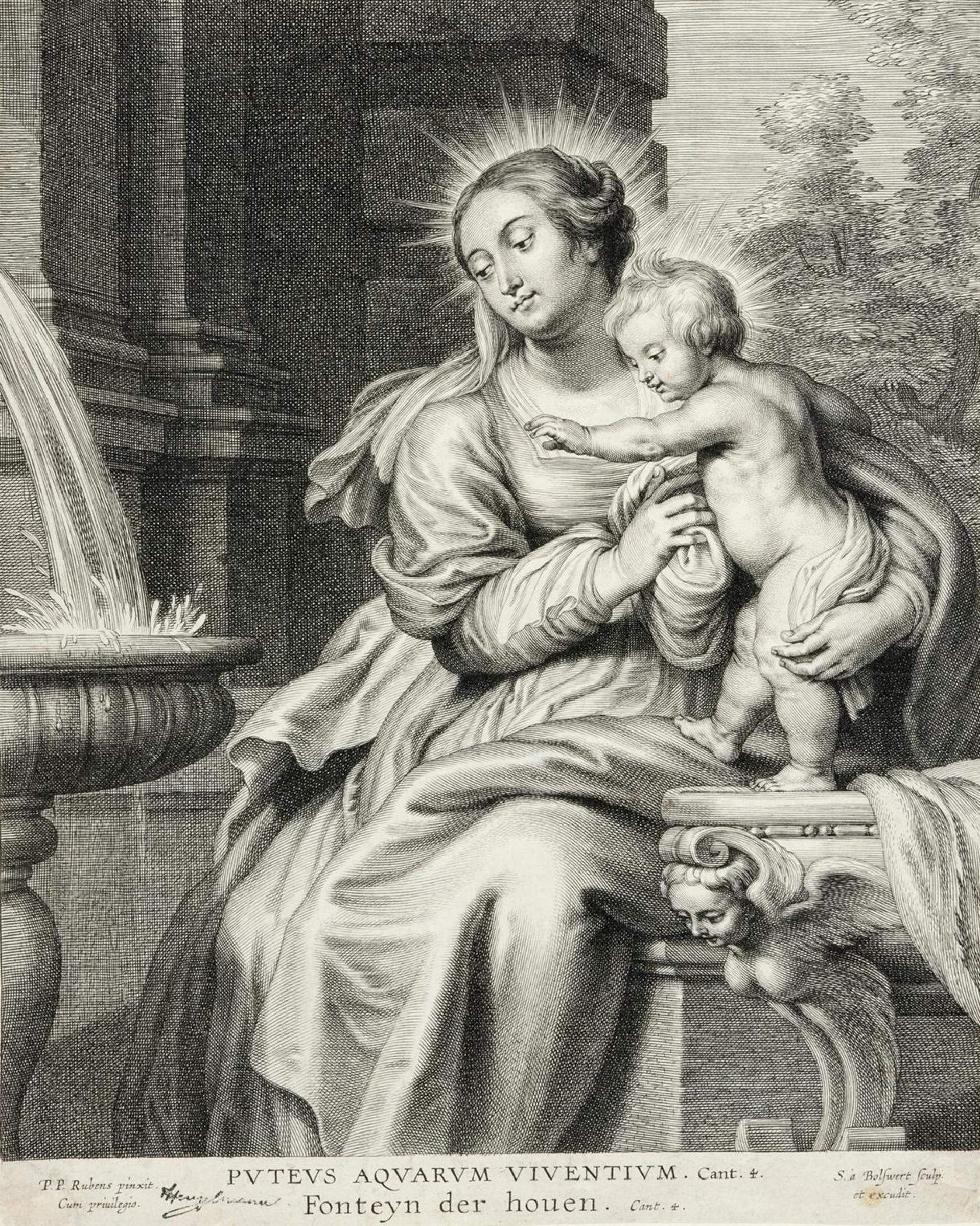 Schelte Adamsz Bolswert (1586) - Virgin and Child by the Fountain