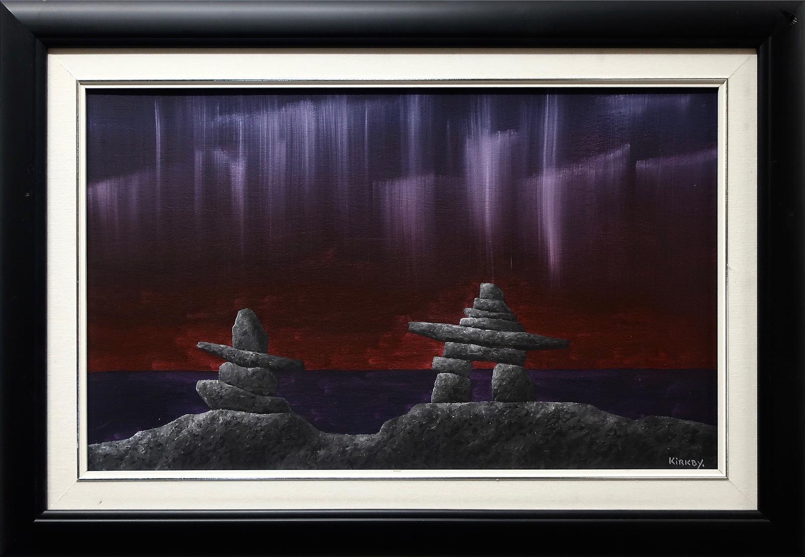 Kenneth (Ken) Michael Kirkby (1940-2023) - Untitled (Dual Inukshuks With Dancing Lights)