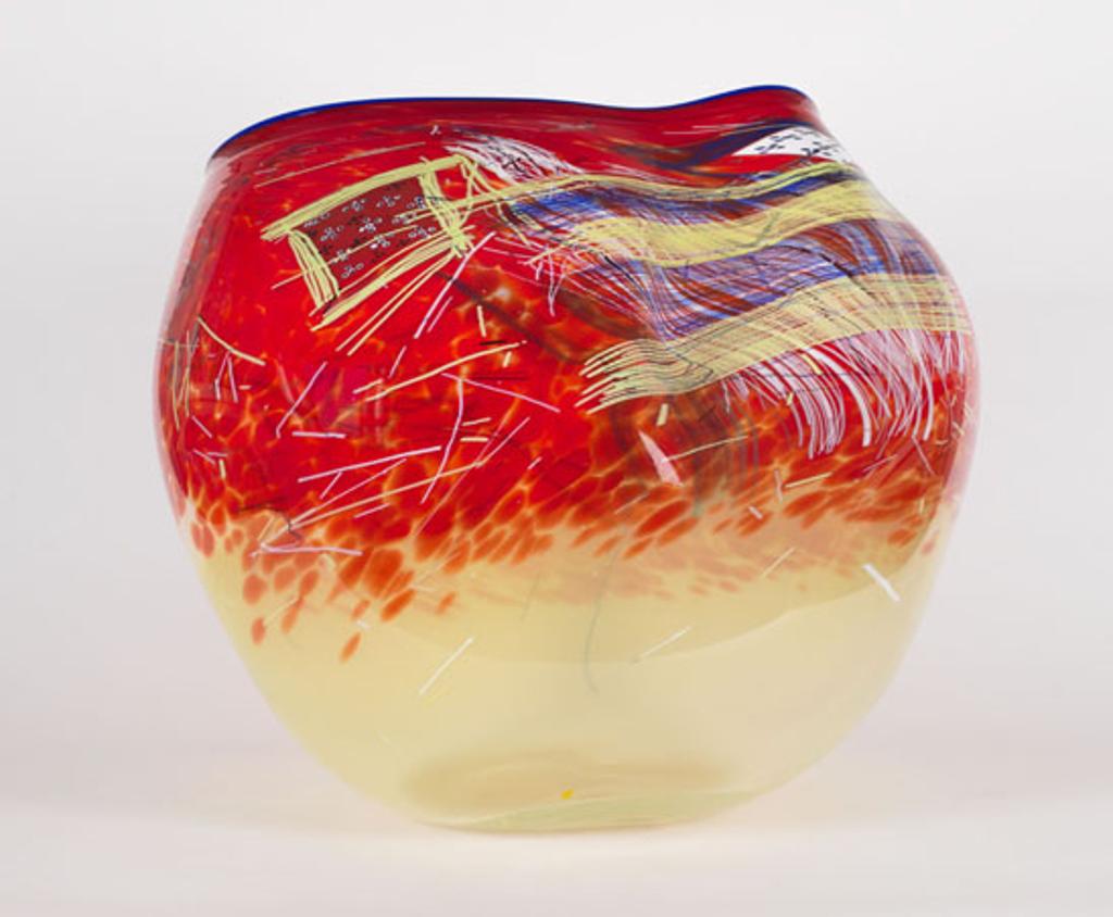 Dale Chihuly (1941) - Chrome Yellow Soft Cylinder with Vivid Blue Lipwrap