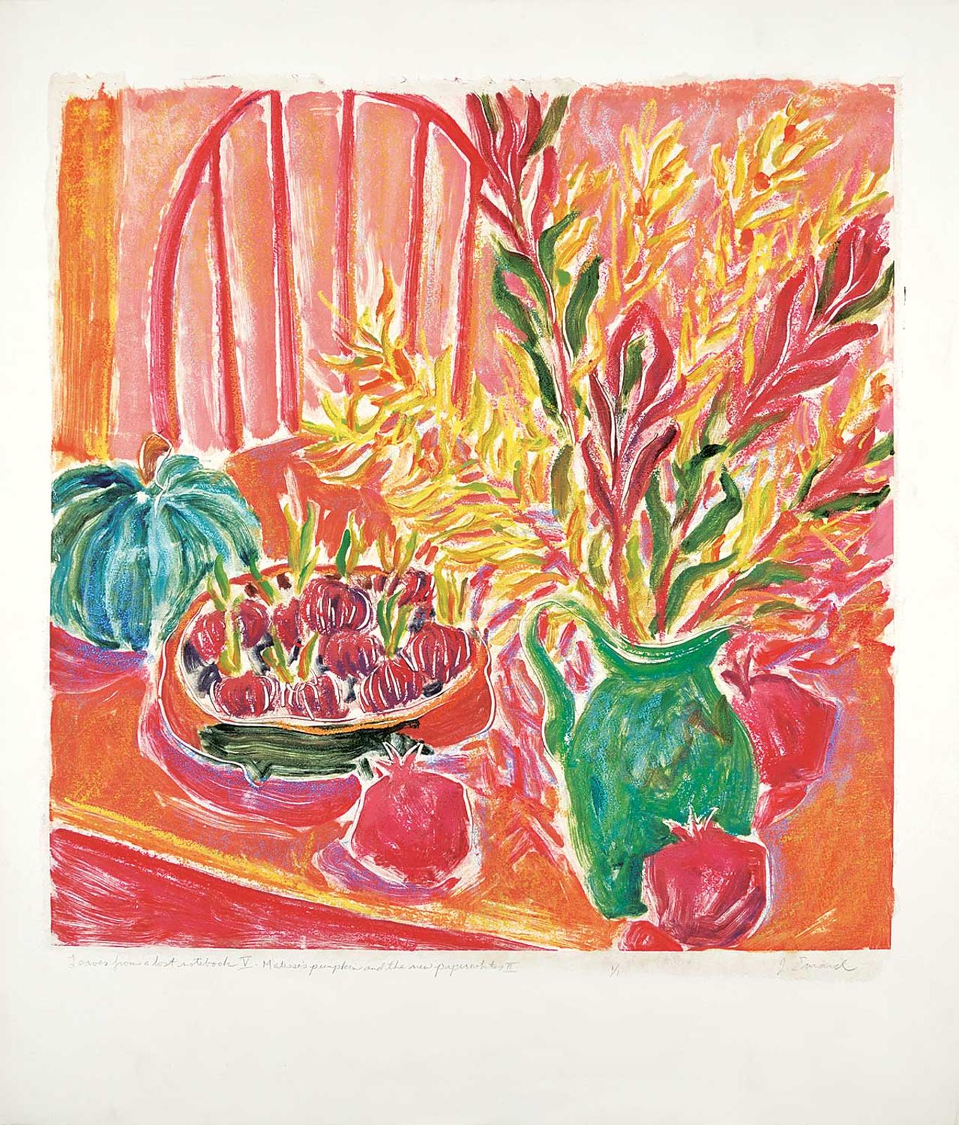 Jamie Evrard (1949) - Leaves from a Lost Notebook V - Matisse's Pumpkin and the New Paperwhites II  #1/1