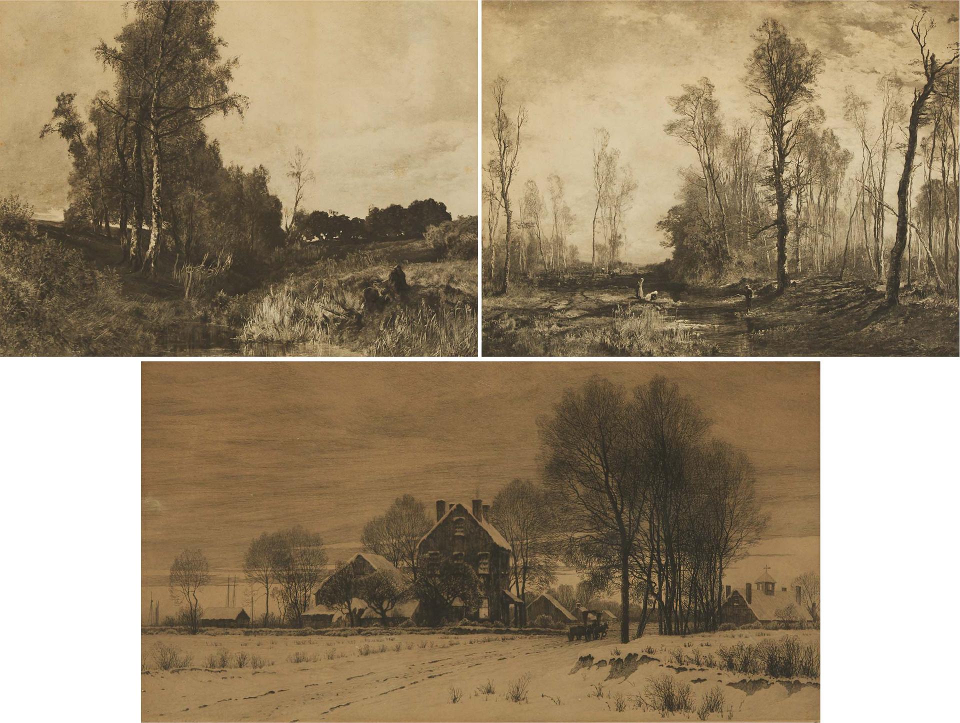 Josef Wenglein - Two Barbizon Landscape Views