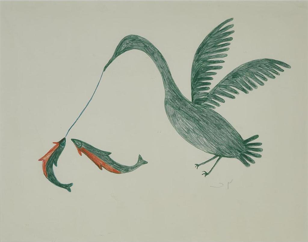 Lucy Qinnuayuak (1915-1982) - Bird With Fish