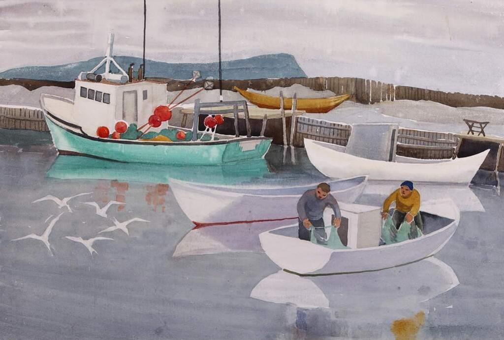 Doris Jean McCarthy (1910-2010) - Small Boats At Ferryland; 1983