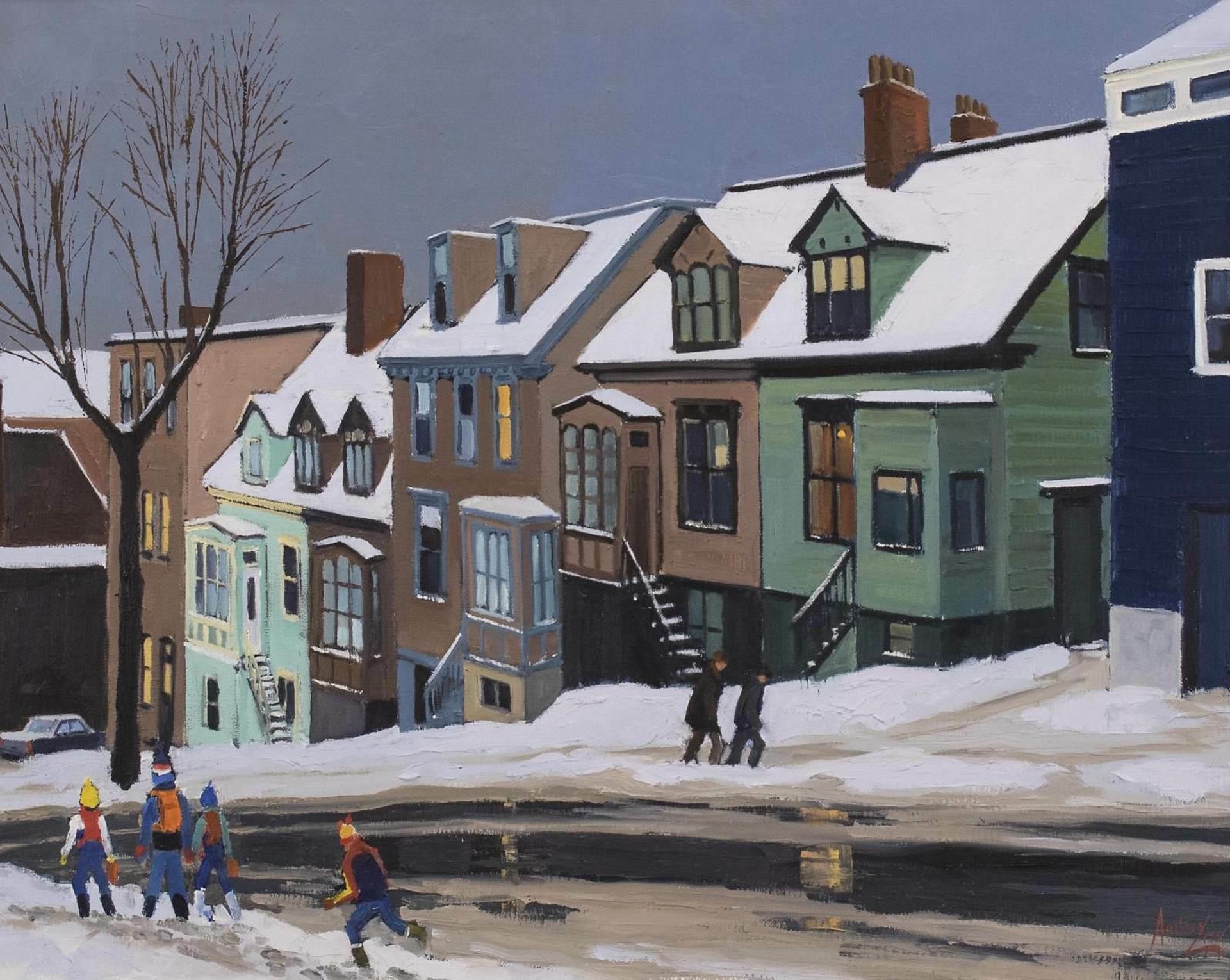 Charles Anthony Francis Law (1916-1996) - Winter On South Street (Halifax, Nova Scotia); 1990