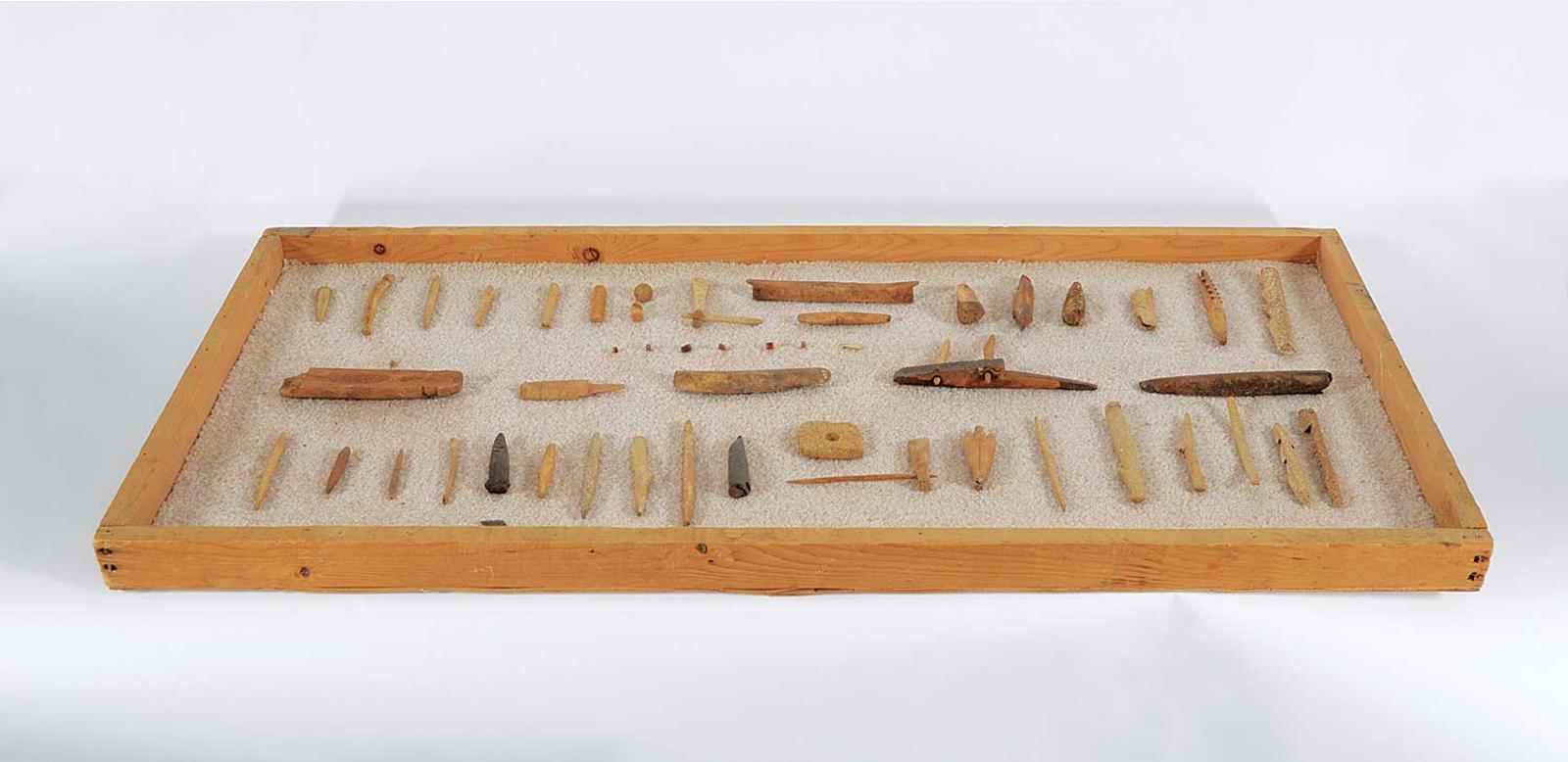First Nations Basket School - Tray with Approximately 45 Tools and Implements