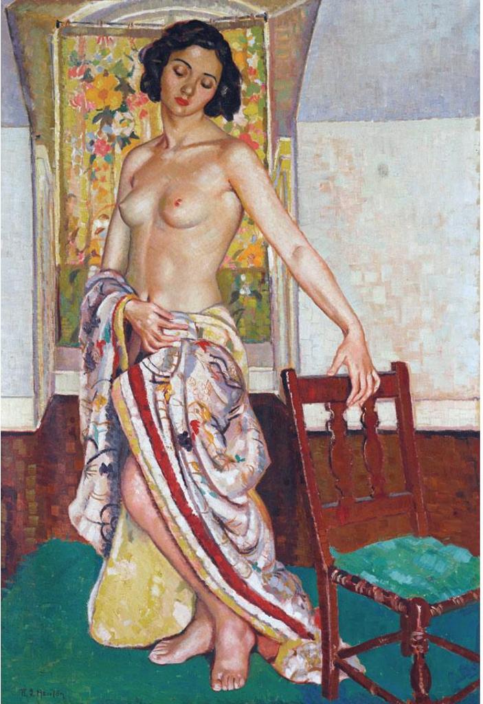 Randolph Stanley Hewton (1888-1960) - Semi-Draped Nude In The Artist’S Studio