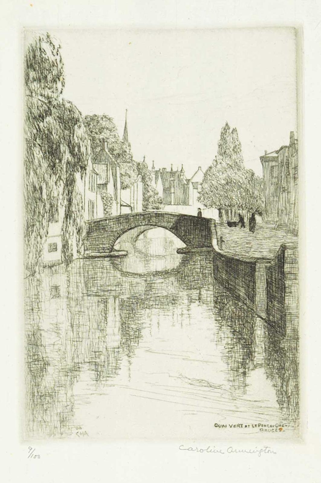 Caroline Helena Armington (1875-1939) - Quai Vert et le Pont du Cheval, Bruges  #9/100