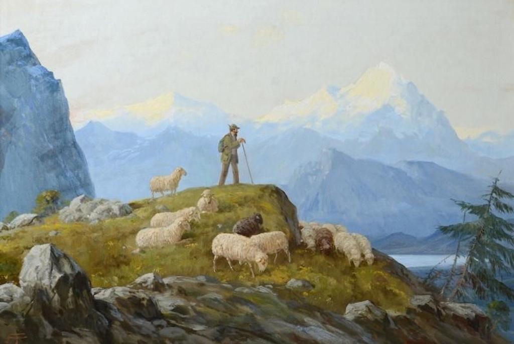 Franz Hohenberger (1867-1941) - Landscape with Shepard