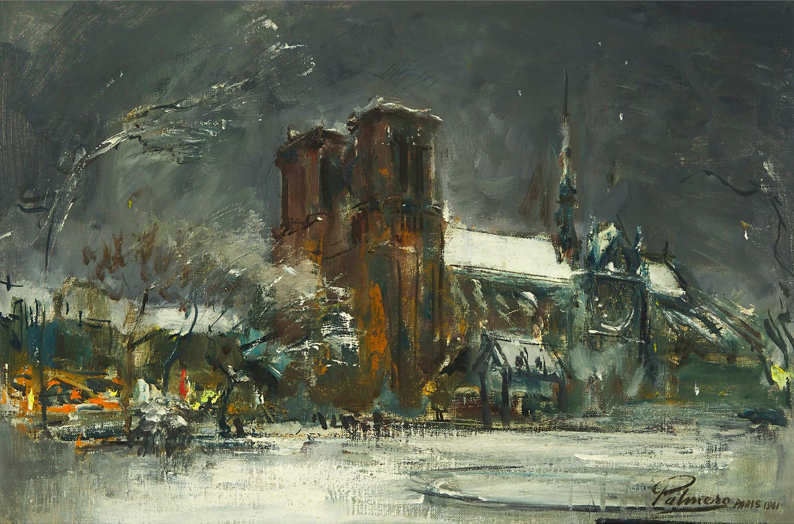 Alfredo Palmero de Gregorio (1901-1991) - Notre Dame In Snow, Paris, 1961