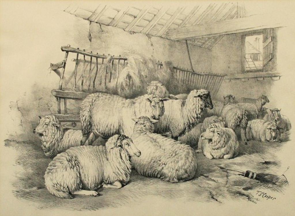 Thomas Sydney Cooper (1803-1902) - Sheep in an Interior