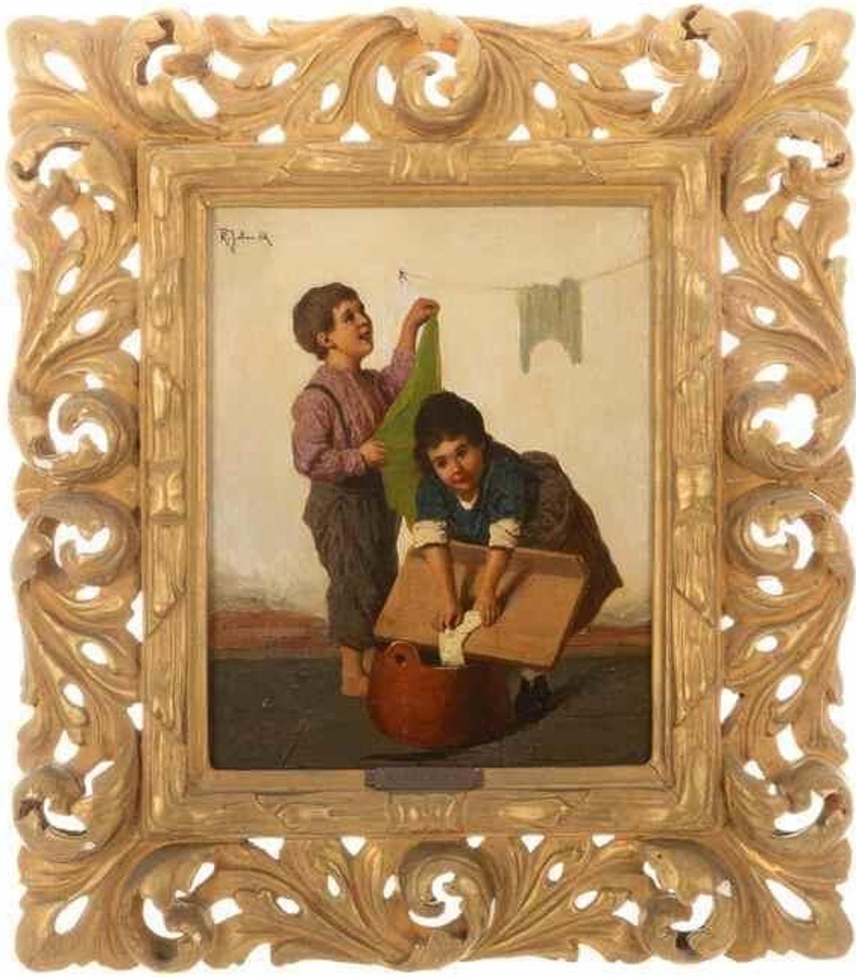 Rudolf Jelinek (1880-1945) - Children doing Laundry
