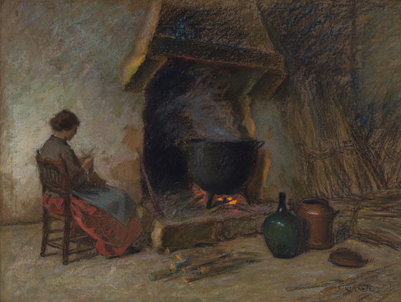Marc-Aurèle de Foy Suzor-Coté (1869-1937) - Femme près de la cheminé