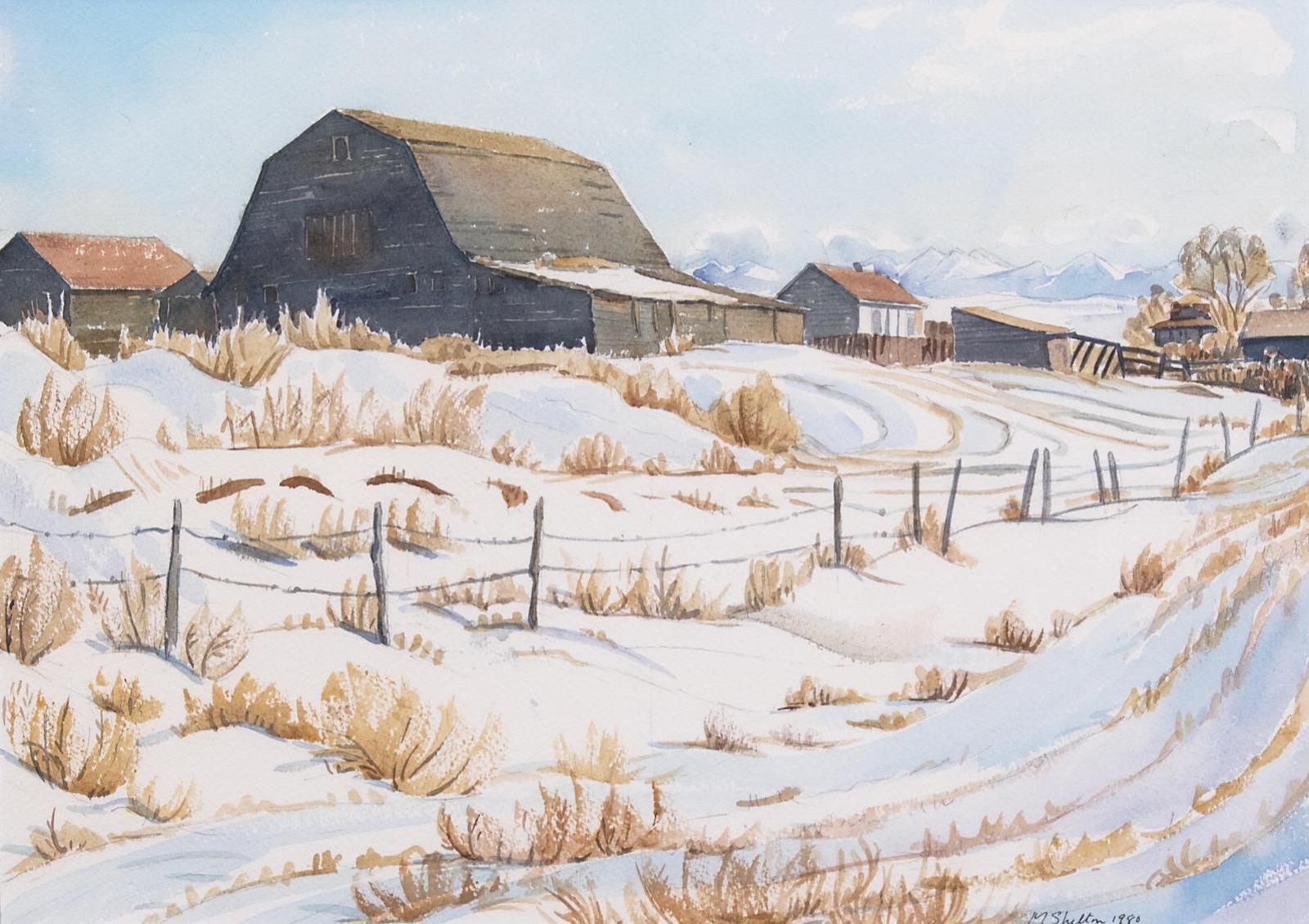 Margaret Dorothy Shelton (1915-1984) - Barn Northwest Of Calgary; 1980