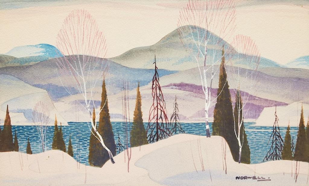 Graham Norble Norwell (1901-1967) - Winter Landscape; Aurora Borealis