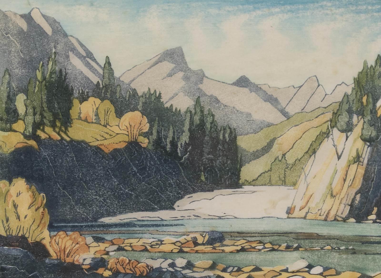 Margaret Dorothy Shelton (1915-1984) - Bow Falls, Banff; 1979