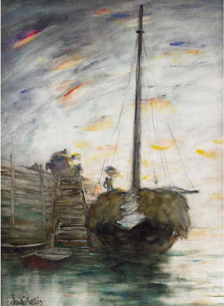 Horatio Walker (1858-1938) - Unloading Hay Boat, Sunrise