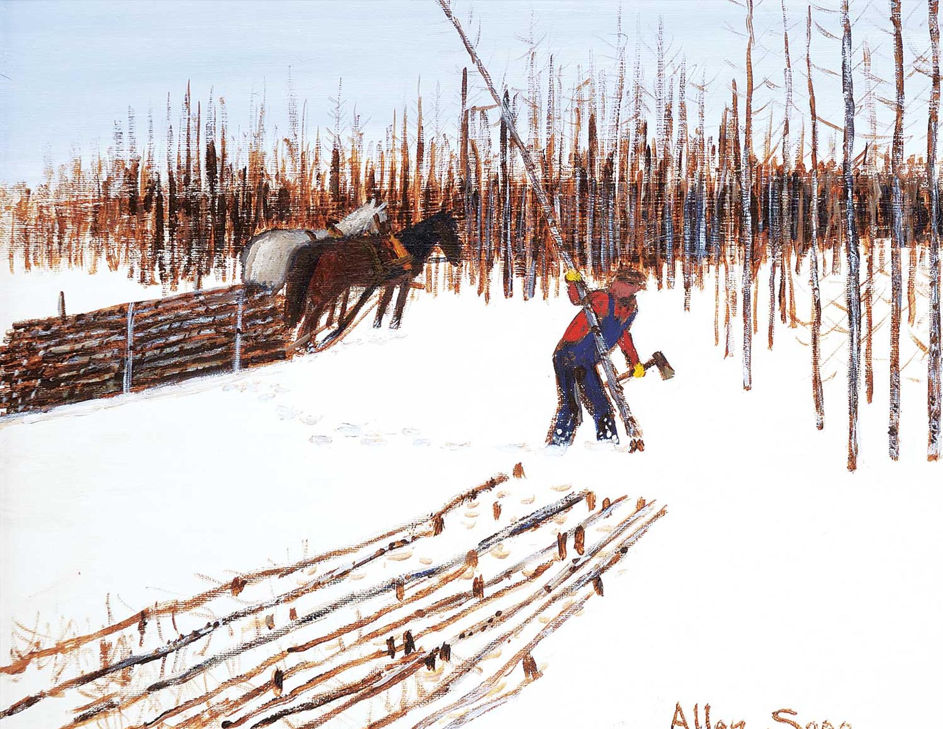 Allen Fredrick Sapp (1929-2015) - Untitled - Cutting Trees on a Nice Day