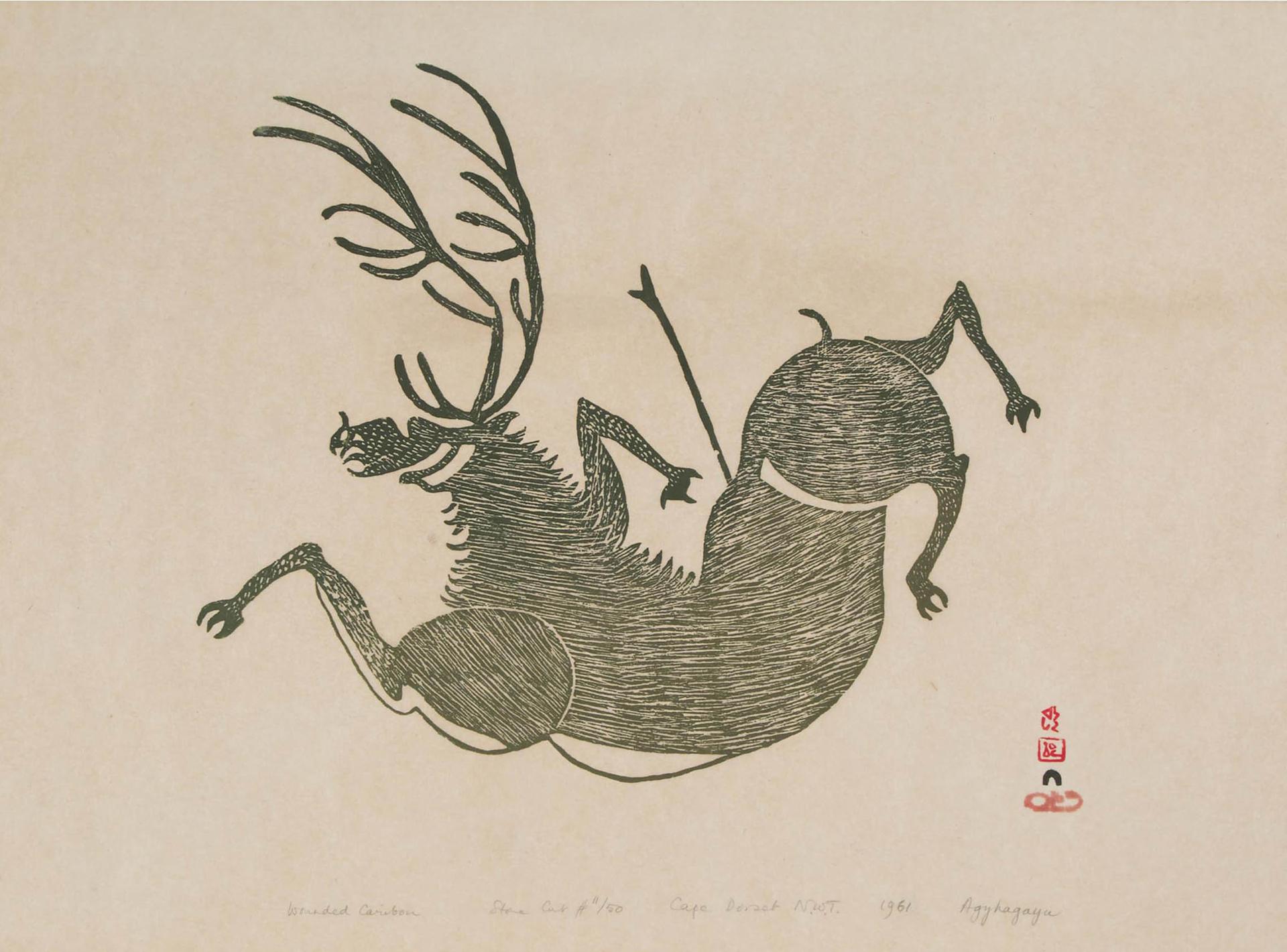 Aqjangajuk (Axangayu) Shaa (1937-2019) - Wounded Caribou