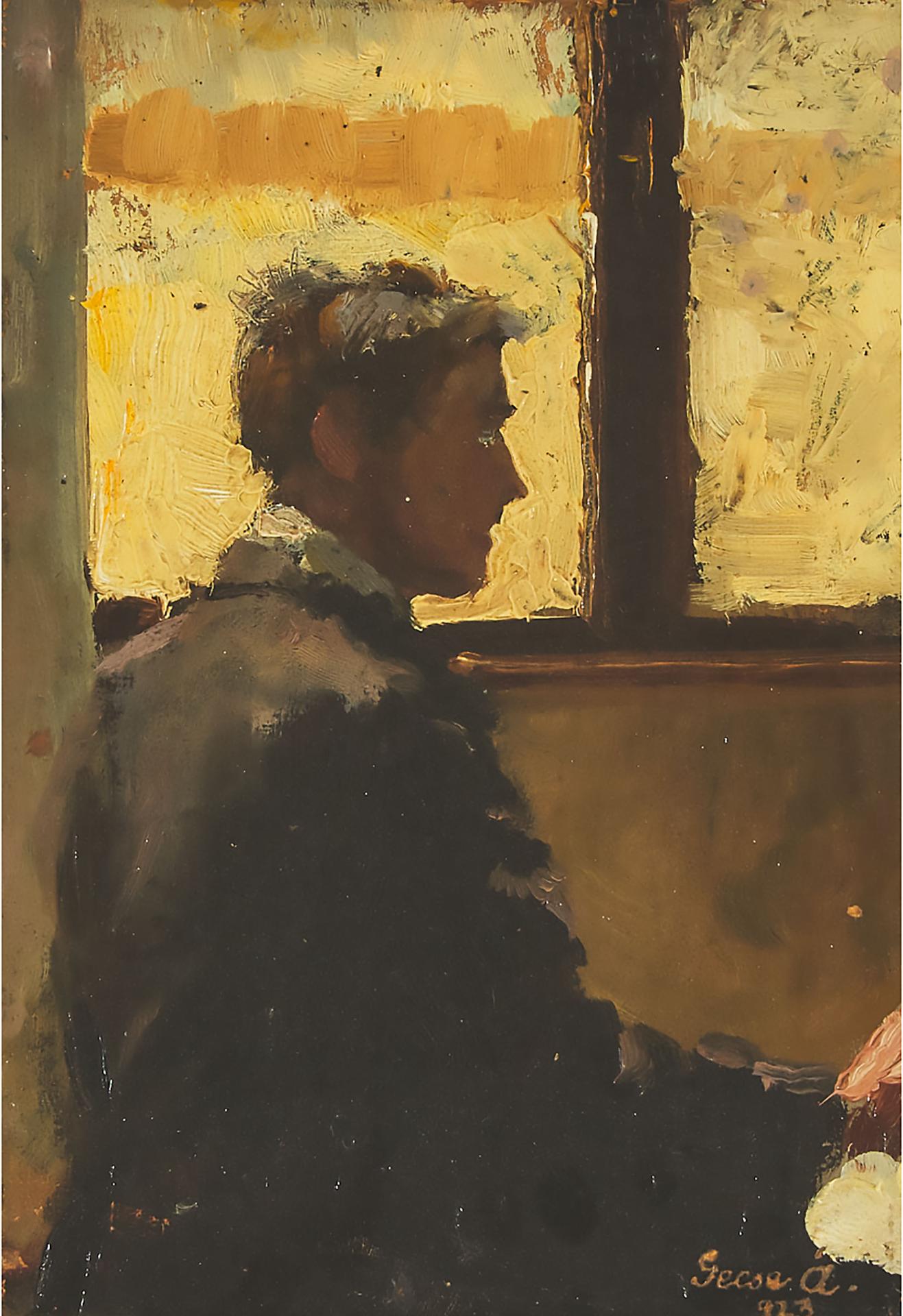 Árpád Gecse - Man In Profile By A Window, 1923