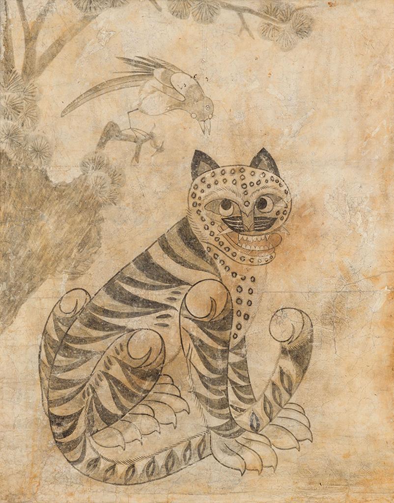 Korean Art - Korean School - Tiger and Magpie, 19th Century