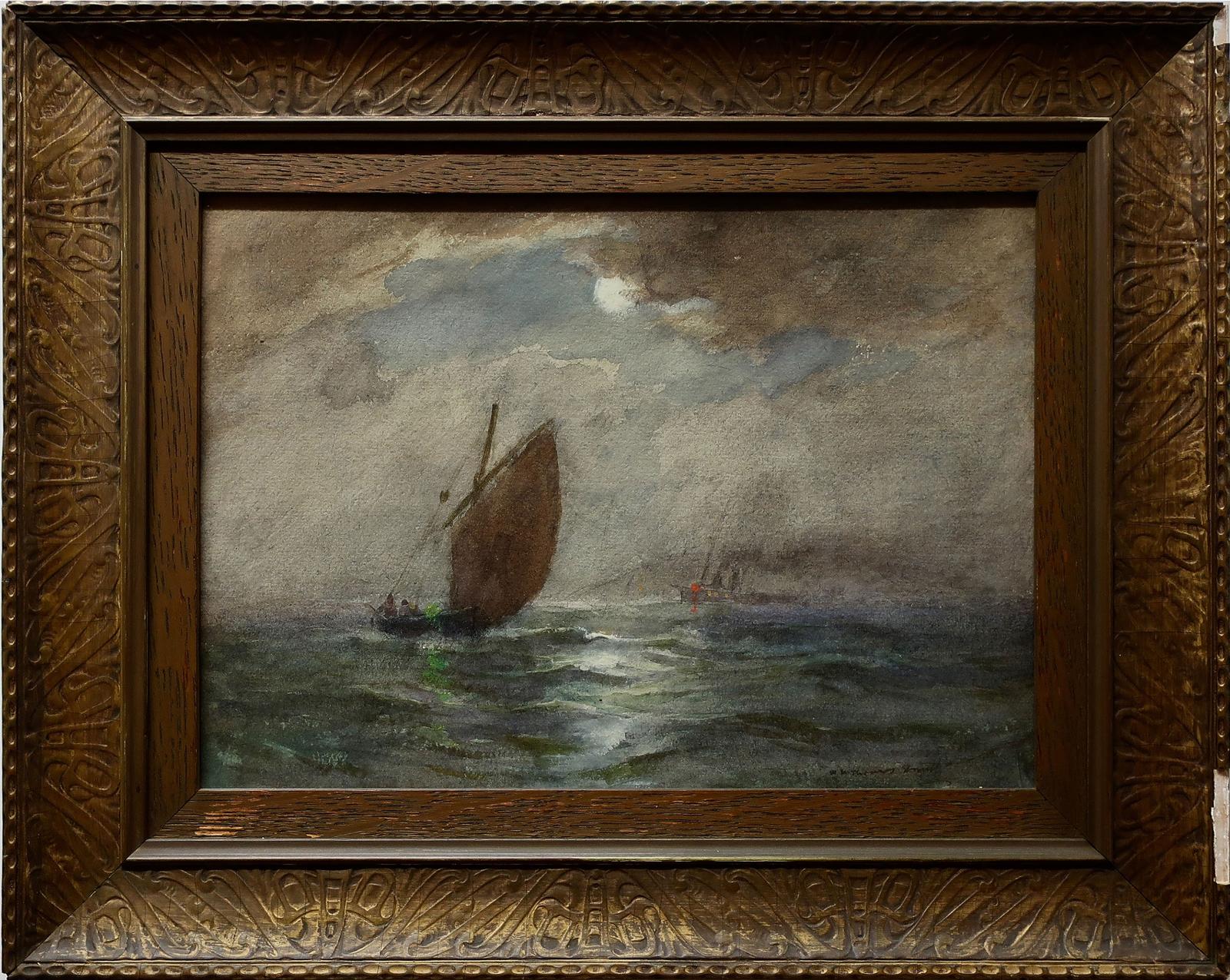 William St. Thomas Smith (1862-1947) - Sailing Vessels Under Moonlight