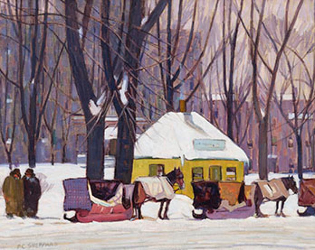 Peter Clapham (P.C.) Sheppard (1882-1965) - Cabstand, Montreal
