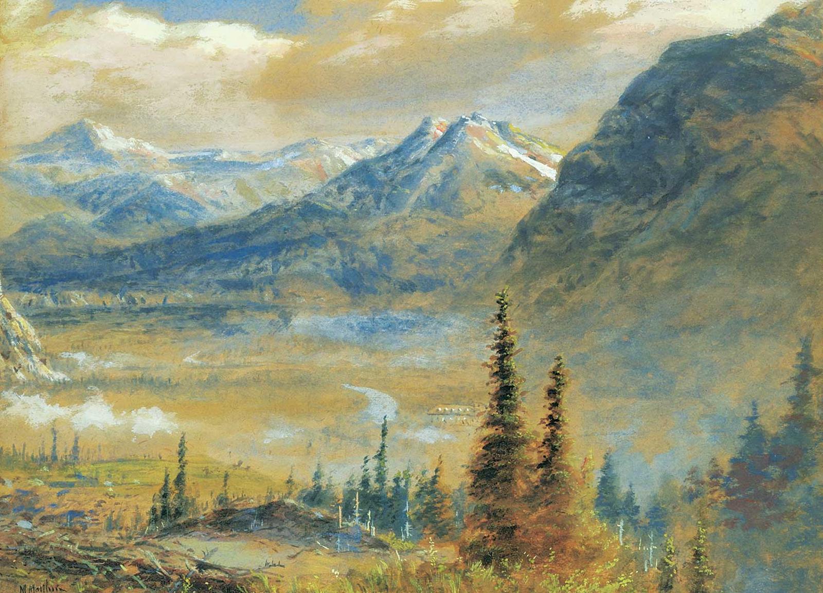 Marmaduke Matthews (1837-1913) - A Misty Morning at Banff, Alberta