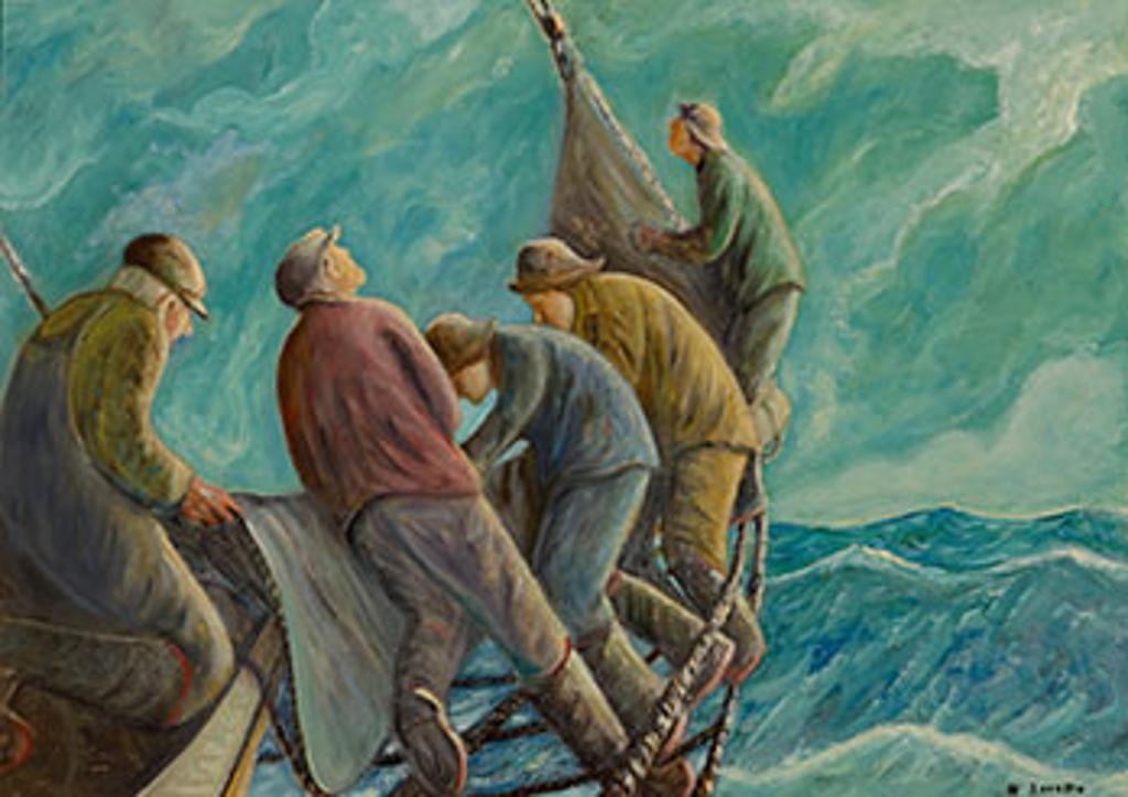 Nelson Surette (1920-2004) - Hauling in the Mains'l (03761/A85-098)