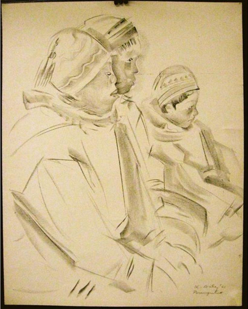 Kathleen Frances Daly (1898-1994) - Seated Inuit Mother And Children
