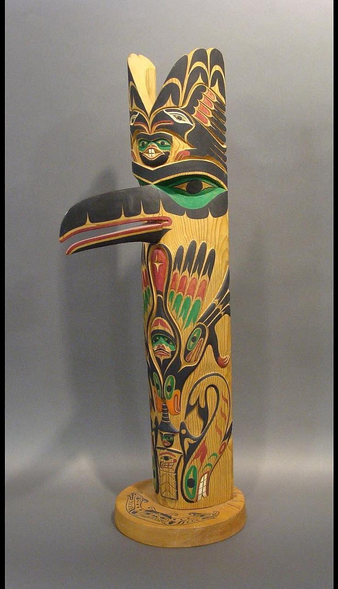 Willie Mack - a carved and polychromed totem pole