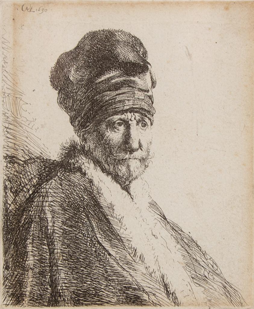 Rembrandt Harmenszoon van Rijn (1606-1669) - Bust of a Man Wearing a High Cap