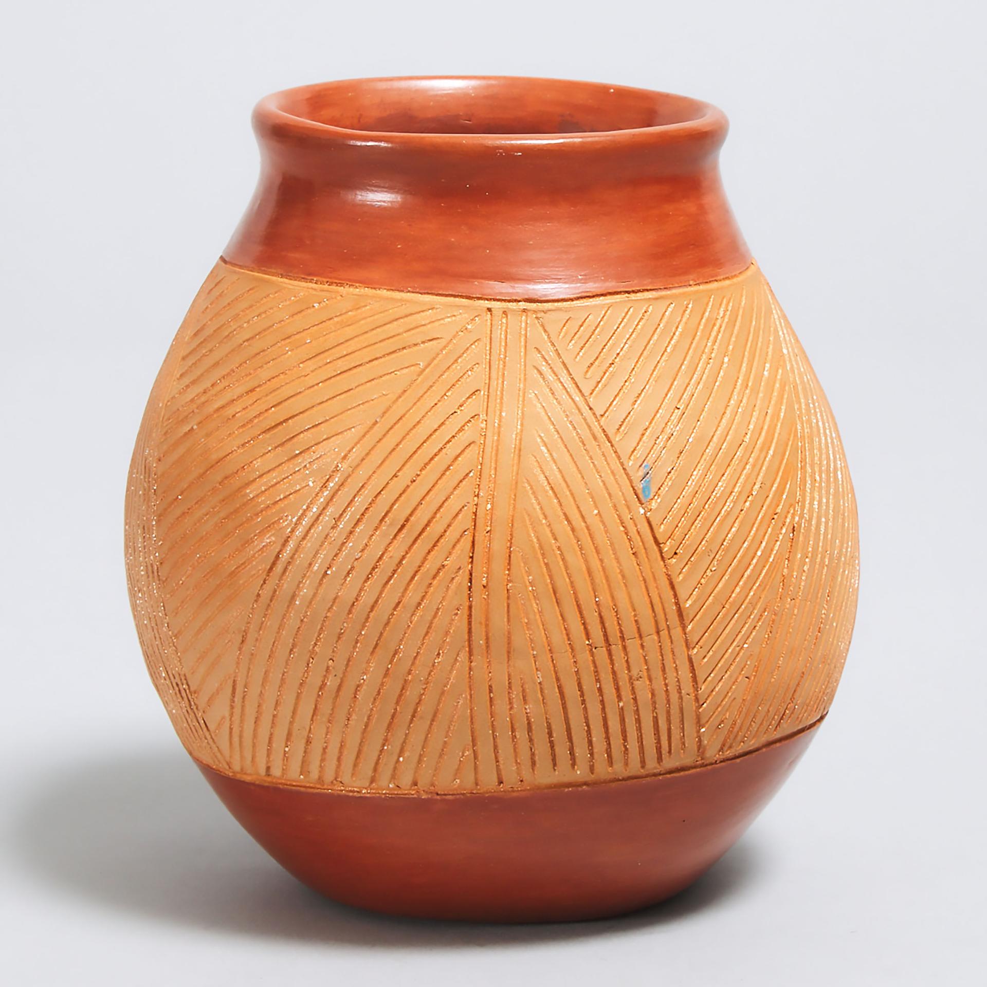 Tomasita Montoya (1899-1978) - 'mountain And Rain' Pueblo Redware Pottery Jar, San Juan, New Mexico, C. 1970