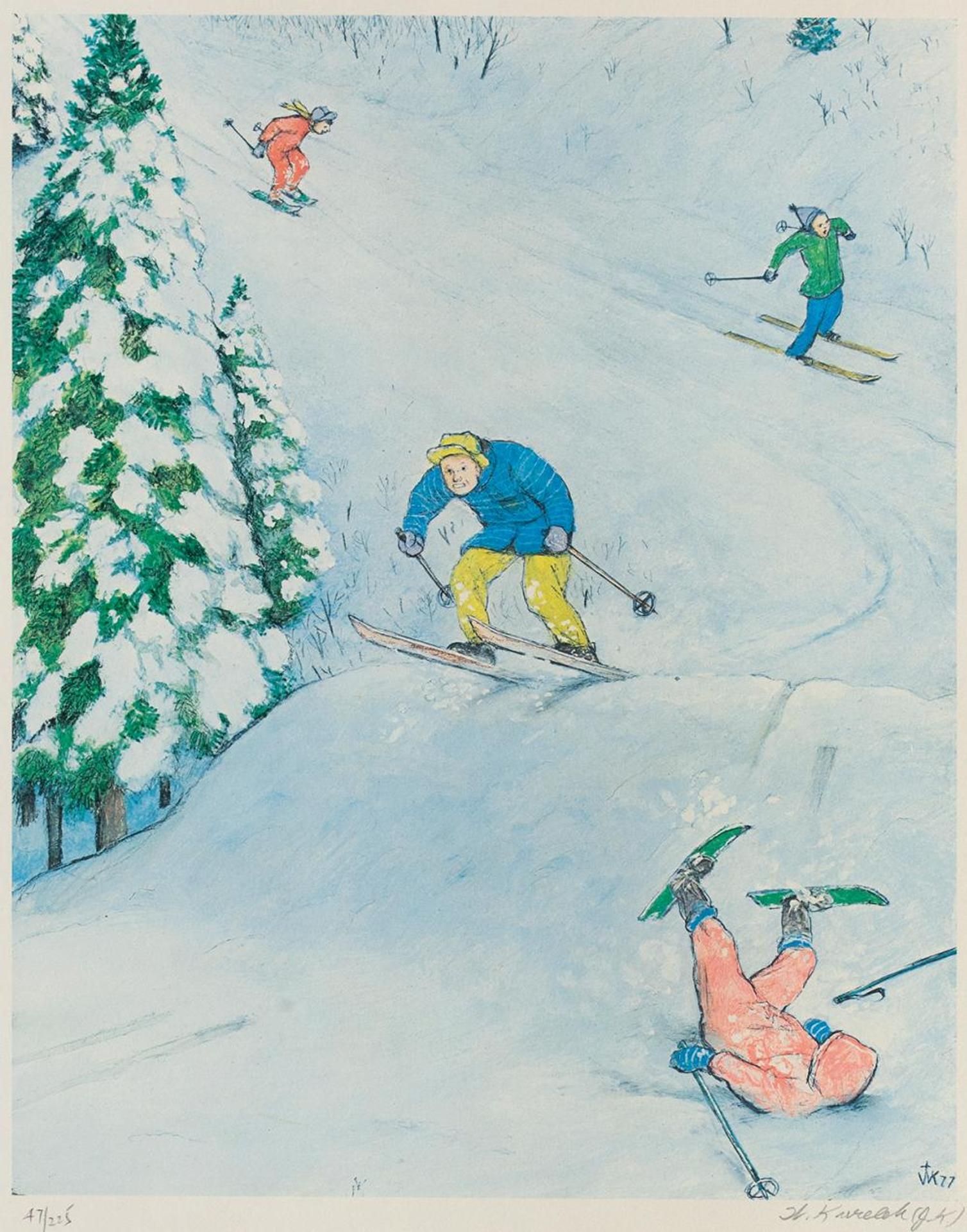 William Kurelek (1927-1977) - Skiing