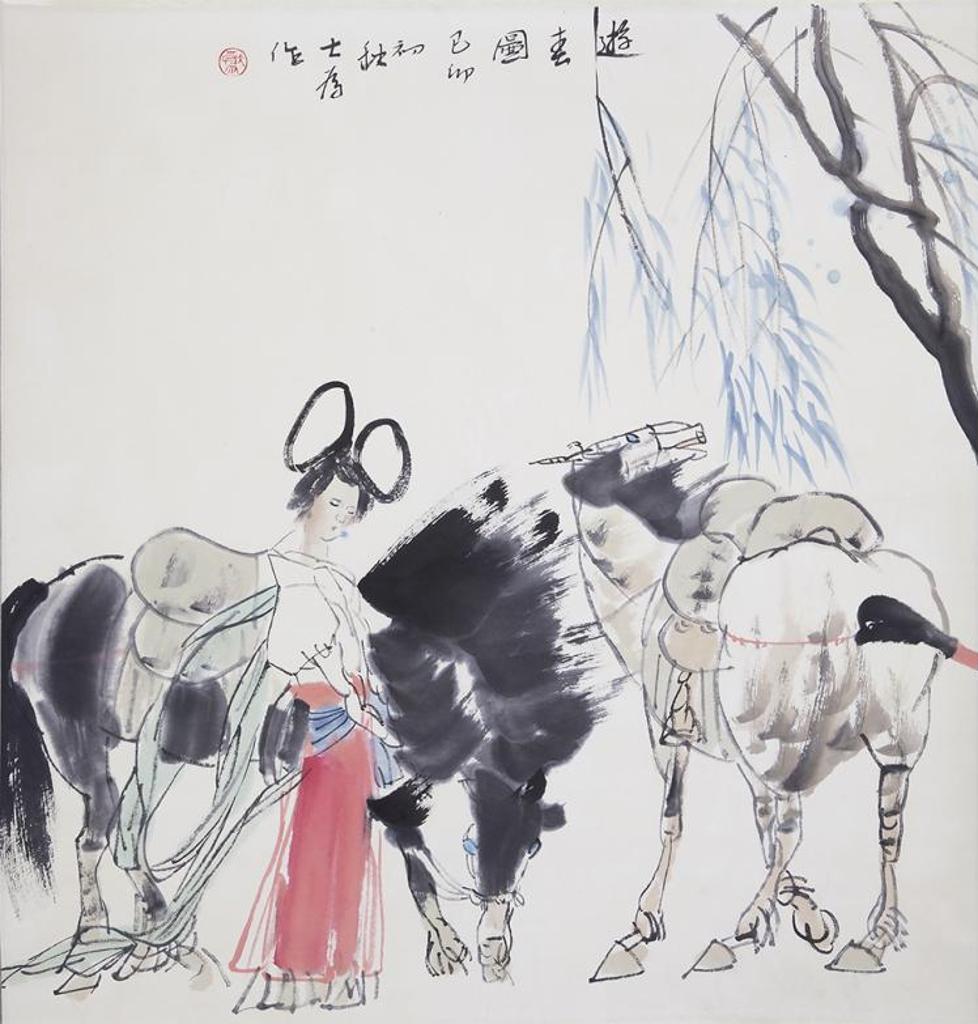 Liu Dawei (1954) - Untitled - Woman With Horses