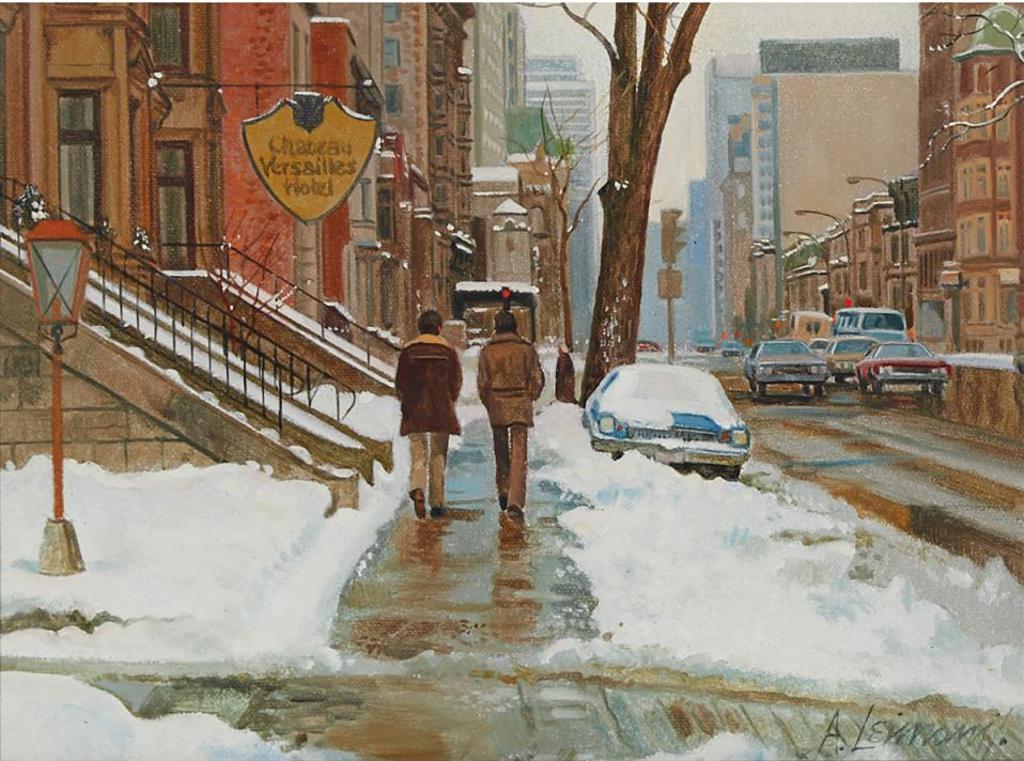 Andris Leimanis (1938) - Melting Snow - A View Of Sherbrooke St. W., Near Guy St.