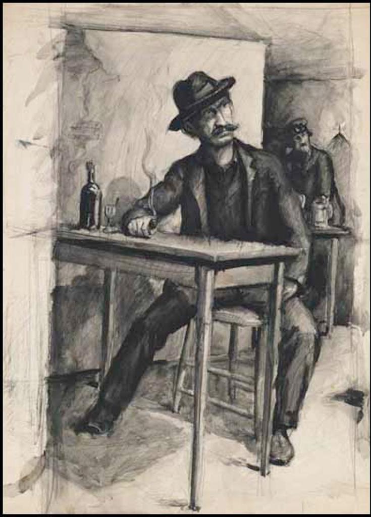 David Browne Milne (1882-1953) - Man in a Bar / Standing Figure Left Profile (verso)