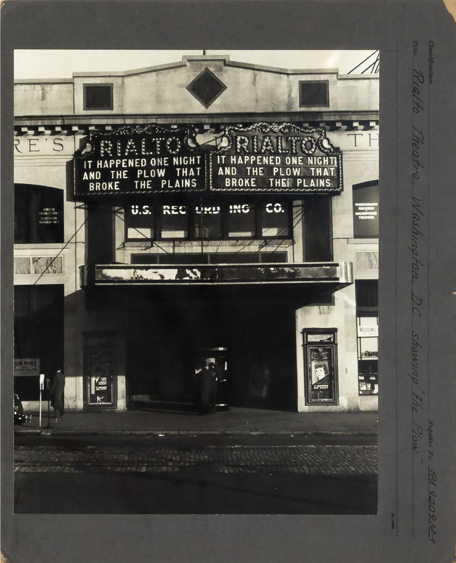 Walker Evans (1903-1975) - Rialto Theatre, Washington, D.C. Showing 