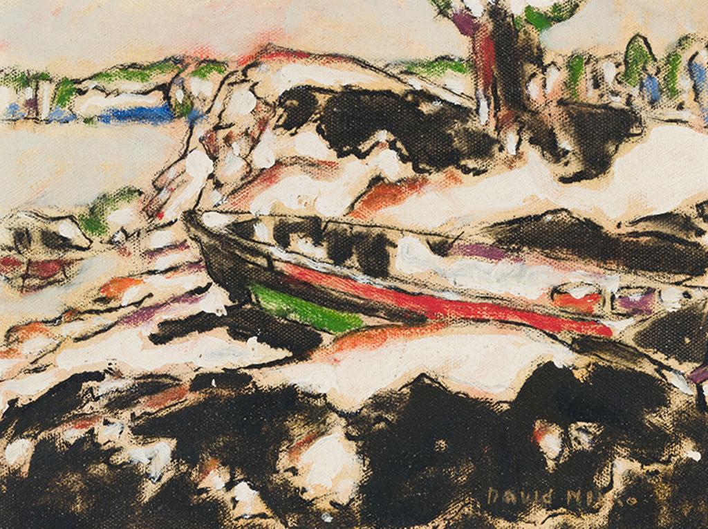 David Browne Milne (1882-1953) - Rowboat on Shore II, Severn River, Muskoka, Ontario / Campfire at Noon (verso)